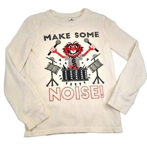 Disney Muppets Animal Drummer Thermal Shirt Boys 10 Ivory "Make Some Noise"
